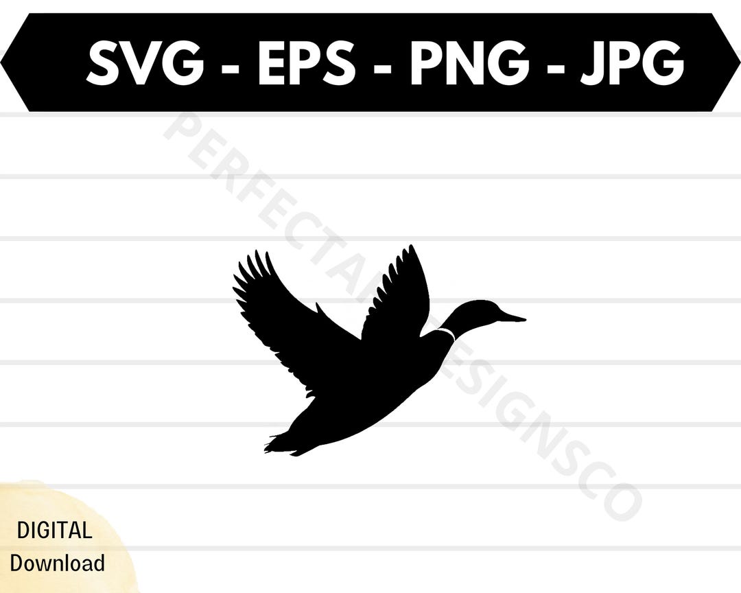 Flying Mallard Duck Silhouette Svg, Flying Mallard Duck Outline, Flying ...