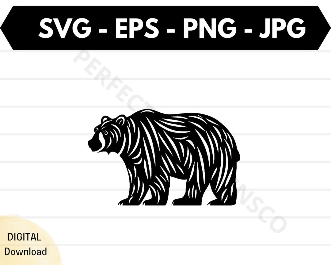 Grizzly Bear Silhouette Svg File, Grizzly Bear Outline Clipart Svg ...