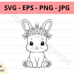 Niedliches Häschen svg, Cricut, Silhouette, Häschen tragen, Blumenkrone, Häschen-Shirt svg, Baby-Hasen-Schnitt-Datei-Svg-Download, Häschen Clipart