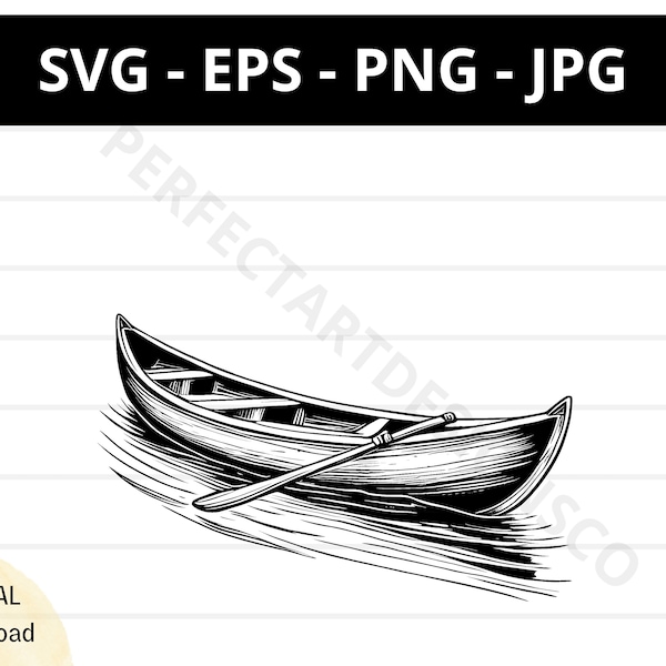 Canoe vector image clipart, Canoe svg Canoe cutting file cricut silhouette, Canoe svg for shirt design, Canoe clipart