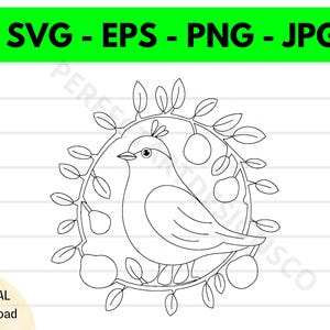 Pernice su un albero di pere in formato SVG, Pernice su Cricut Cutfile, Design per maglietta con albero di pere, Clipart di alberi stampabile in formato SVG, EPS, PNG