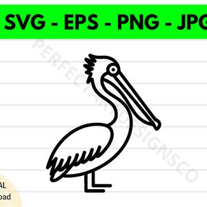 Pelikan Umriss svg, Pelikan Clipart, Pelikan svg für Shirt, svg-Datei für Cricut, Pelikan geschnitten Datei svg eps png