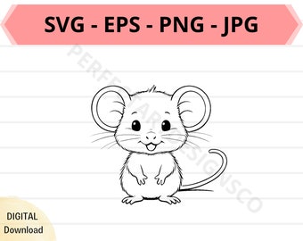 Cute rat svg file, baby rat outline svg, rat clipart svg, rat svg cut files for cricut and silhouette, rat vector svg eps png jpg