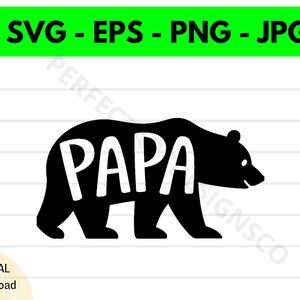 Fichier Svg contour de Papa ours, Papa ours fichier Svg de découpe pour Cricut, Papa ours Clipart Svg, Papa ours vecteur Svg Png Eps