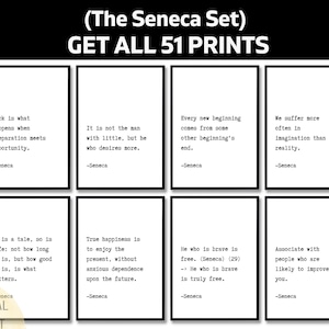 51 Seneca the Younger Quotes, Stoic Philosophy Printable Wall Art, Roman Wisdom Digital Download, Inspirational Stoicism Quote Pack