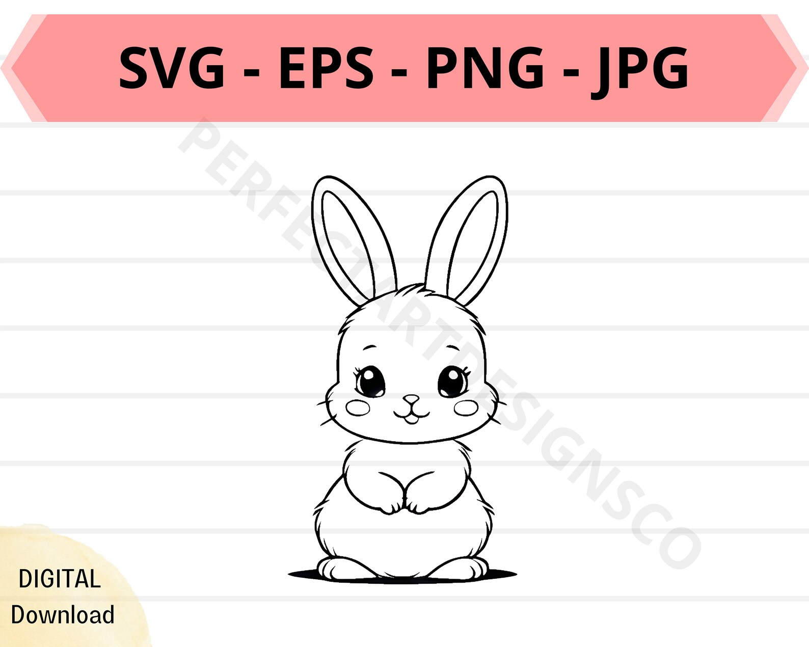 Cute Rabbit Svg File, Baby Rabbit Outline Svg, Rabbit Clipart Svg ...
