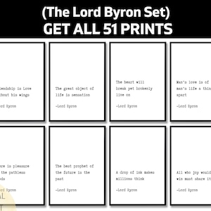 51 Lord Byron Quotes, Printable Romantic Poet Wall Art, Gothic Literature Digital Download, English Poetry Gift, Literary Quote Set