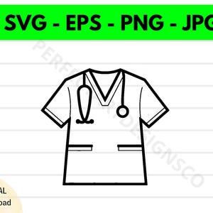 Medical Scrubs Outline Svg File, Medical Scrubs Cutting Svg File For Cricut, Medical Scrubs Clipart Svg, Medical Scrubs Vector Svg Png Eps