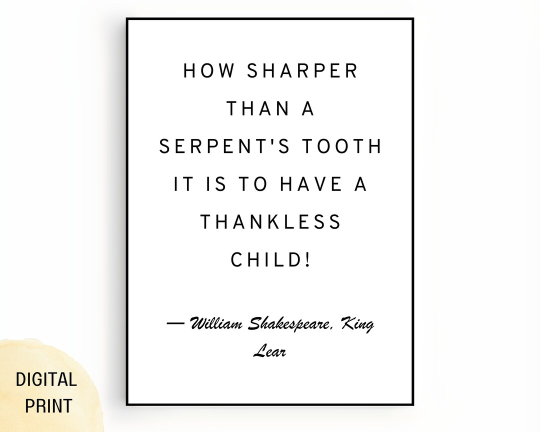 Shakespeare Poster How Sharper Than a Serpent