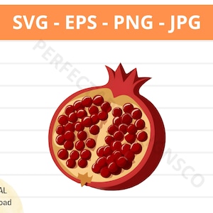 Melograno Svg, Melograno Frutto Clipart, Melograno Svg per Maglietta, File Svg per Cricut Cut File, Melograno Vettore Svg Eps Png Jpg