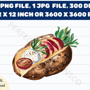 Barra de papa al horno con acuarela, sublimación, clipart, descarga PNG, barra de papa al horno, jpg, archivo de imagen de fondo transparente de barra de papa al horno
