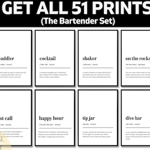 Funny Bartender Definition Print, Humorous Bar Cart Art, Gift For Mixologist, Home Bar Decor, Cocktail Lover Gift, Sarcastic Bar Sign