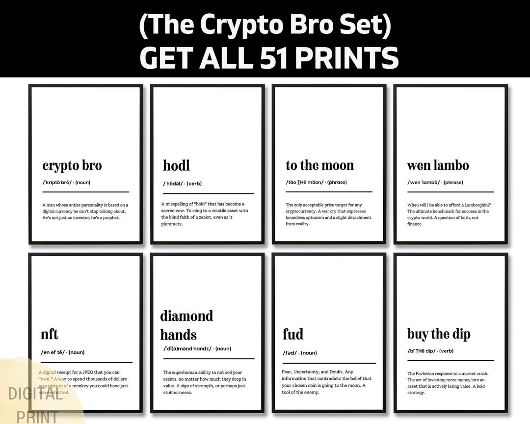 Crypto Bro Funny Definition Print, Bitcoin Wall Art, HODL Poster, to the  Moon, Funny Finance Gift, Cryptocurrency Decor, NFT Trader Gift - Etsy