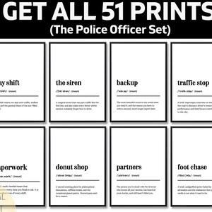 Funny Police Officer Definition, Gift For Cop, Thin Blue Line Wall Art, Law Enforcement Humor, Police Academy Graduation Gift, Hero Art