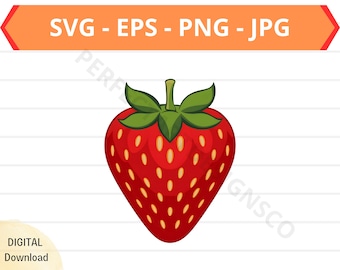 Strawberry Svg, Strawberry Fruit Clipart, Strawberry Svg Shirt, Svg File for Cricut, Strawberry Cut File, Strawberry Vector Svg Eps Png Jpg