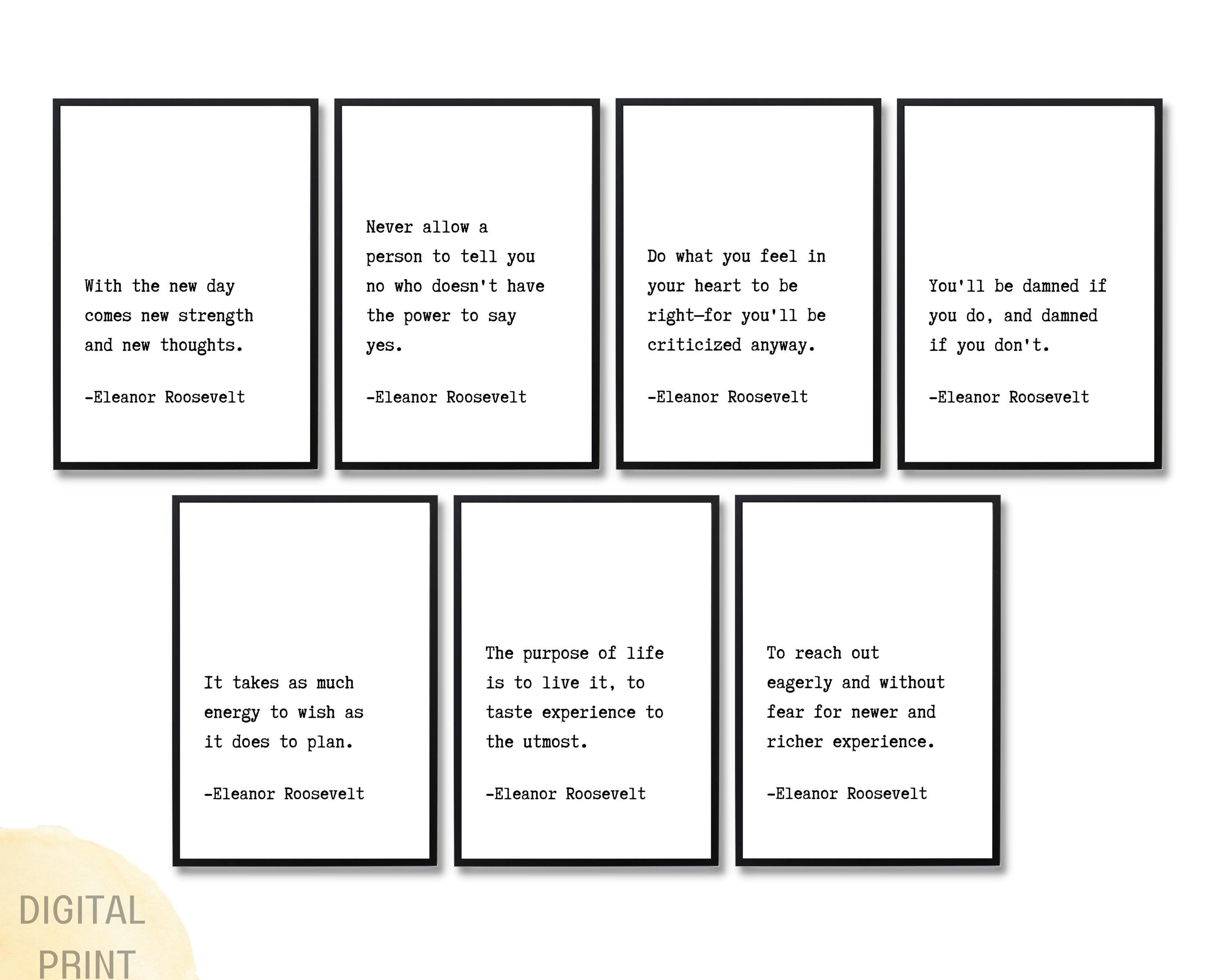 Eleanor Roosevelt Quote Set of 51, Inspirational Woman Wall Art ...