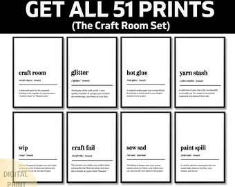 Craft Room Definition Prints, Funny Crafter Wall Art, Sewing Room Decor, Hobbyist Gift, Artist Quote Poster, DIY Humor Sign, Printable