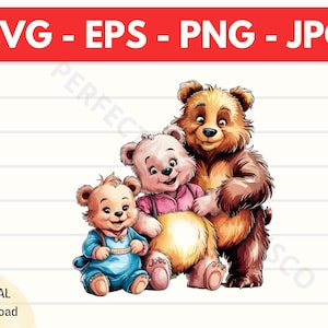Ricitos de Oro y los tres osos (Svg), clipart de Ricitos de Oro y los tres osos, Ricitos de Oro y los tres osos (Svg para camiseta), archivo Svg para Cricut, silueta
