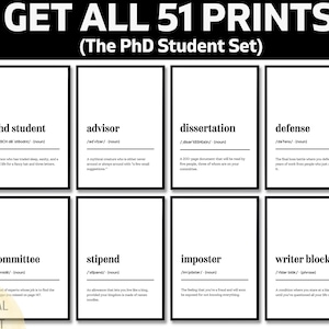 Funny PhD Student Definition Print, Grad School Humor, Dissertation Gift, Doctorate Candidate Gift, Academic Wall Art, Thesis Quote