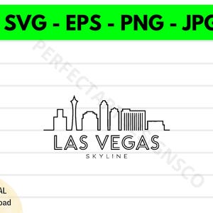 File SVG con contorno dello skyline di Las Vegas, file SVG per tagliare lo skyline di Las Vegas per Cricut, clipart dello skyline di Las Vegas in formato SVG, Las Vegas in formato SVG in formato PNG in formato EPS