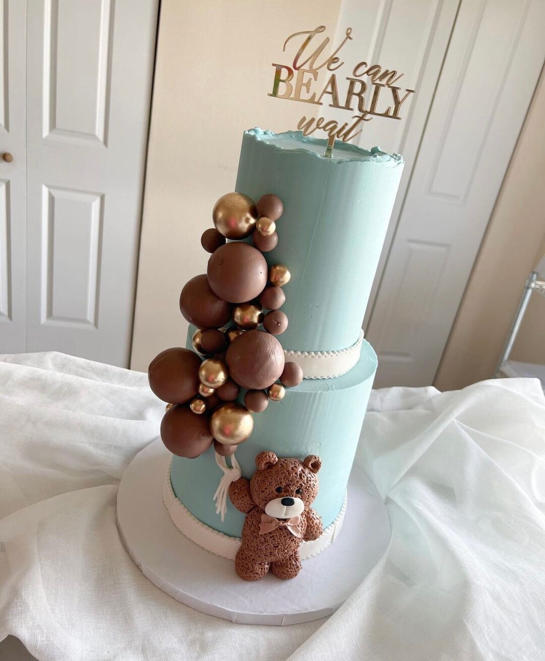 We Can Bearly Wait Acrylic Wood Cake Topper Charm / Baby Shower ...