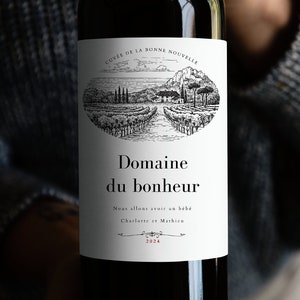 étiquette vin Etiquette annonce grossesse Etiquette à coller sur bouteille Faites une annonce ou une demande avec les étiquettes vin image 1