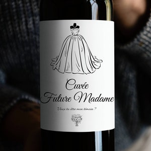 Étiquette vin - DemandeTémoin - Annonce Mariage Témoin Femme - Annonce originale à garder en souvenir - Cuvée Future Madame