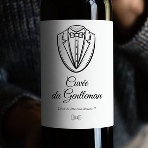 Etichetta vino - Richiesta testimone - Annuncio di matrimonio testimone uomo - Annuncio originale da conservare come ricordo - Cuvée du Gentleman