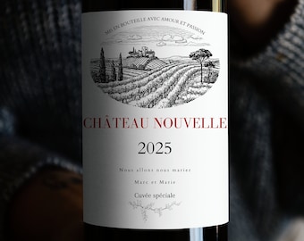 wine label, pregnancy announcement label, label to stick on a bottle, make an announcement or a request with wine labels
