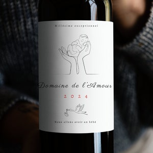 Pregnancy wine label - Original pregnancy announcement - Wine bottle label - French label