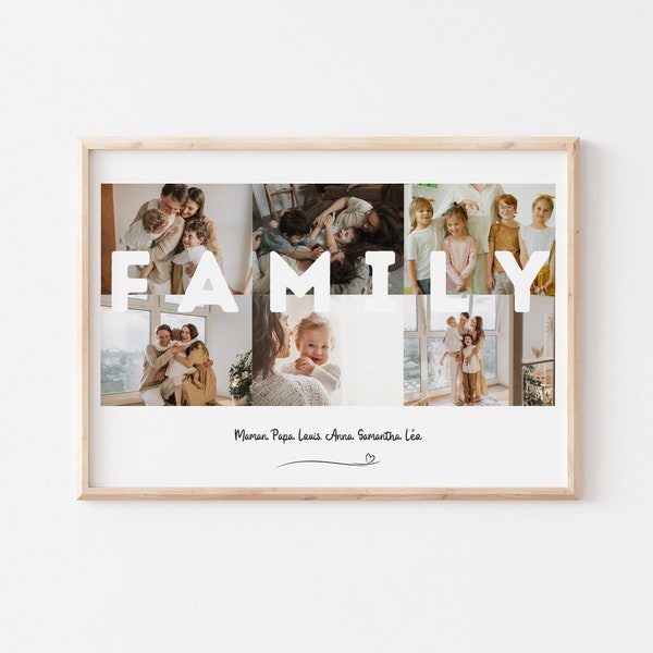 Affiche Famille avec Photos, Cadeau Crémaillère, Cadeau Naissance, Anniversaire, Qualité Professionnelle, Cadeau Personnalisé, SANS Cadre