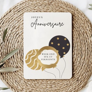 Carte à gratter anniversaire personnalisable, Joyeux Anniversaire, Ticket à gratter, Carte Cadeau, Voyage Surprise, Cadeau Anniversaire