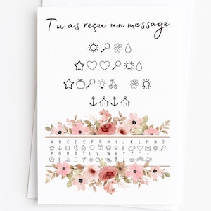 Carte message codé florale – annonce originale – demande témoin, marraine ou pacs – carte à décoder personnalisée - enveloppe inclus