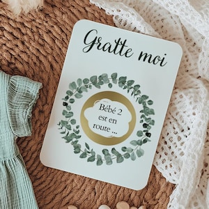 Carte personnalisable à gratter pour annoncer une nouvelle, faire une surprise, annoncer une grossesse ou un mariage, offrir des vacances