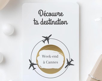 Carte à gratter voyage personnalisée, Carte voyage anniversaire, Ticket à gratter, Voyage Surprise, Destination surprise, Ticket voyage