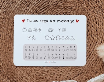 Carte message codé personnalisée, Carte pour annoncer une grossesse, un mariage, pour faire une demande de témoin ou marraine