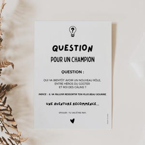 Annonce Papi - Façon Question pour un Champion - Carte Originale - Annonce Bébé - Plusieurs Versions au choix