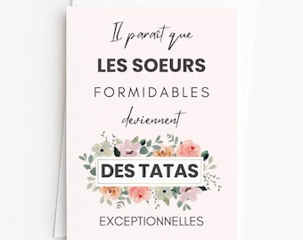 Pregnancy announcement card for a future aunt, an original idea to announce the baby to your sister, a unique card, a floral card
