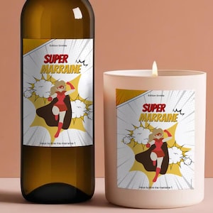 Sticker label - Future Godmother - Godmother request - Original announcement to keep as a souvenir for the godmother - Superhero