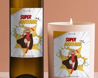 Étiquette à coller - Future Marraine - Demande Marraine - Annonce originale à garder en souvenir pour la marraine - Super Héro