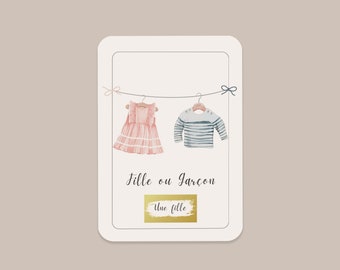 Carte Gender Reveal Personnalisable, Annonce Bébé fille ou garçon, Annonce Sexe Bébé, Carte Garçon ou Fille, Magnifique Carte Souvenir