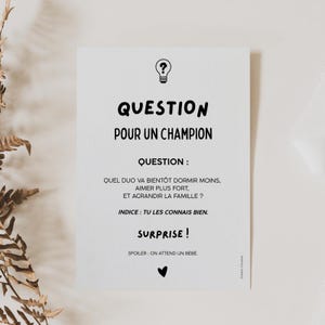 Annonce Grossesse - Façon Question pour un Champion - Carte Originale - Annonce Bébé - Plusieurs Versions au choix
