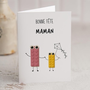 Carte Maman Lego - Bonne Fête - Anniversaire Mamans - Fête des Mères - Carte Dessin Lego Maman - Personnalisable