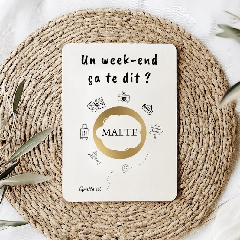 Carte week-end à gratter, Week-end surprise, Carte cadeau personnalisée, Offrez un week-end avec un ticket à gratter, Message Personnalisé image 2