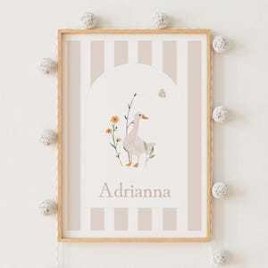 Affiche Naissance - Oie - Cadeau de Naissance - Affiche Personnalisable Bébé - Chambre Bébé - Cadeau avec Prénom Personnalisé