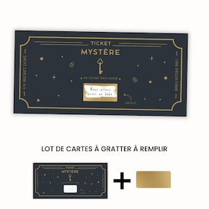 Lots de cartes à gratter - Ticket Mystère - surprise à remplir - jeu à gratter - ticket à gratter - bon pour - annonce - cadeau chic
