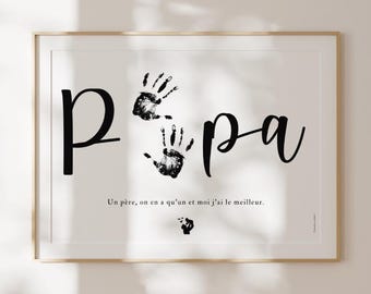 Empreinte Papa, Affiche Pour Papa, Fête des Pères, Anniversaire Papa, Cadeau de naissance, empreinte bébé, souvenir bébé, Sans Cadre