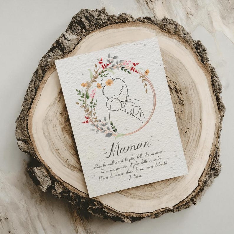 Pflanzbare Mama-Karte, Geschenk für Mama, Muttertag, Geburtstag, Premium-Qualität, personalisiertes Geschenk für Mama, Made in France Bild 3