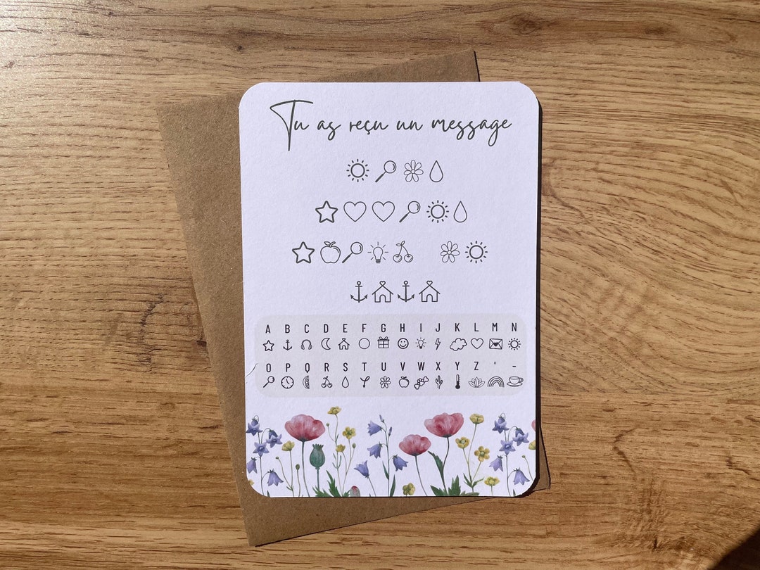 Carte annonce message codé, message à décoder, annonce grossesse