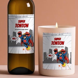 Étiquette à coller - Futur Tonton - Annonce Grossesse au Futur Tonton - Annonce originale à garder en souvenir pour le tonton - Super Héros